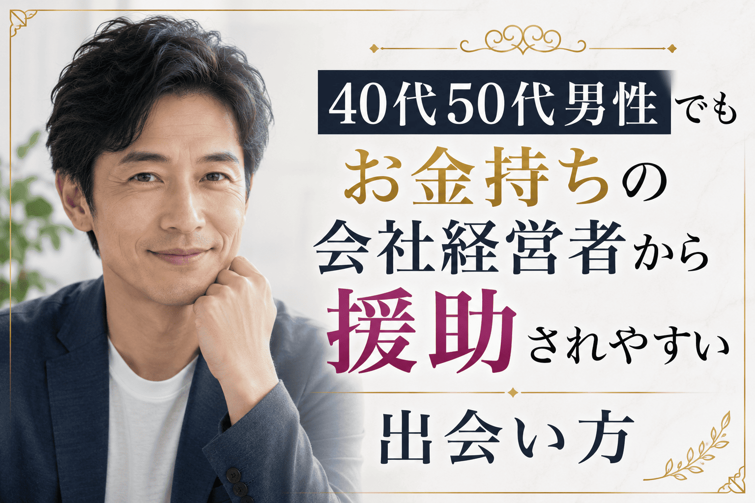 40代50代男性でもお金持ちの会社経営者から援助されやすい出会い方